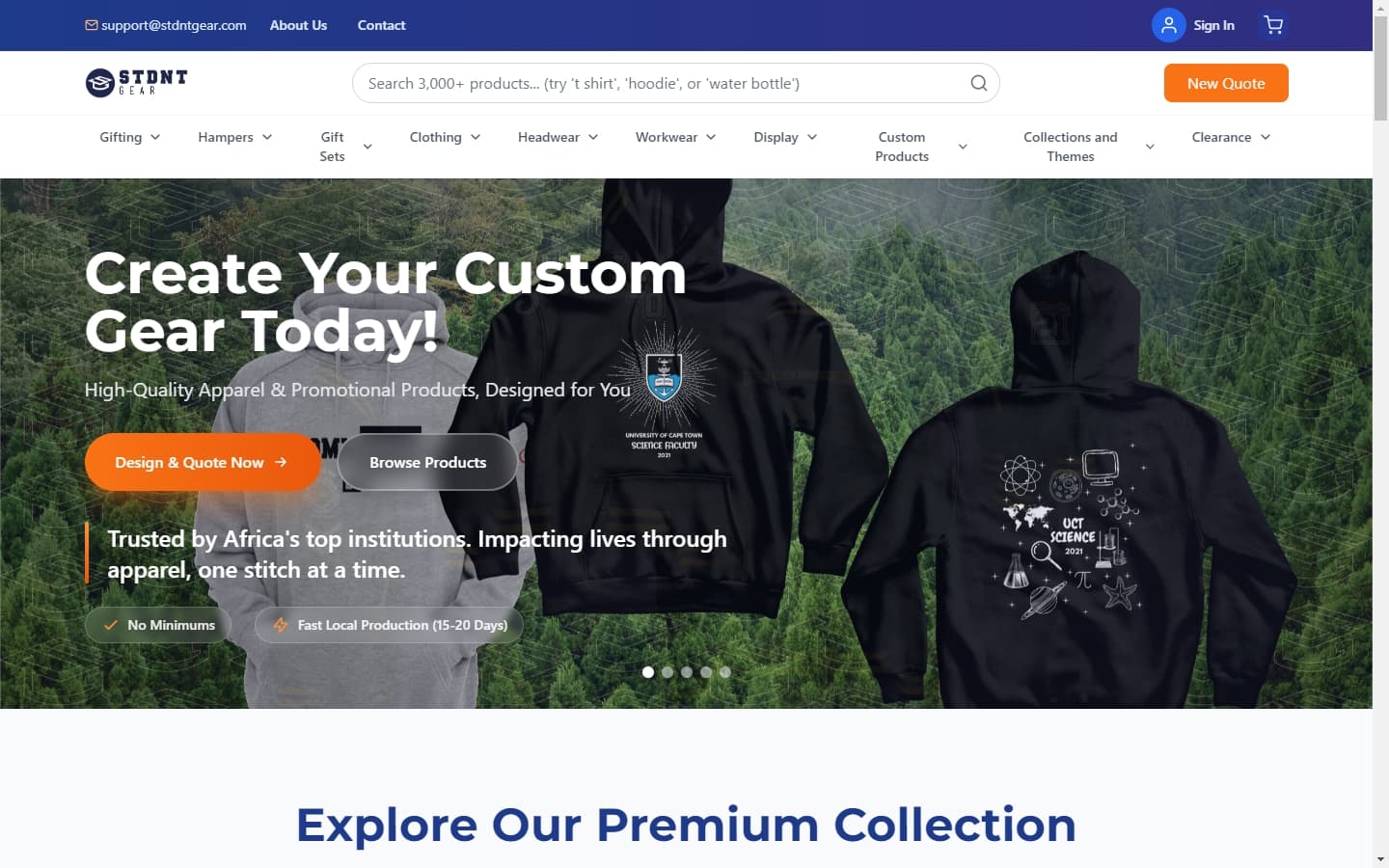 STDNT GEAR storefront homepage